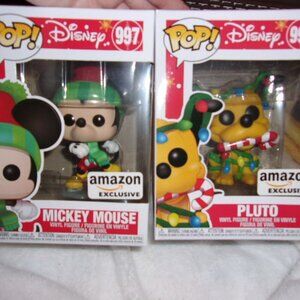 POP Funko Pop Disney Holiday 997 Mickey Mouse Ice Skating Exclusive & Pluto 996